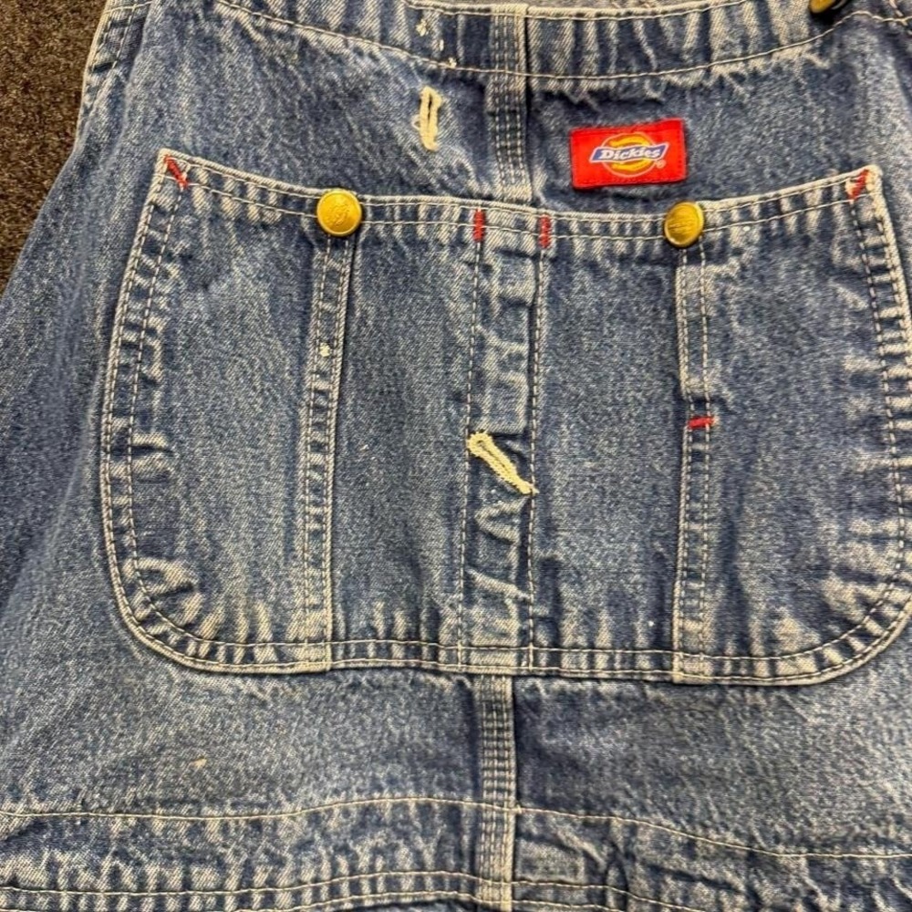 Vintage Dickies Denim Overalls Men's 38x32 Blue Carpenter Workwear Utility - Picture 6 of 8